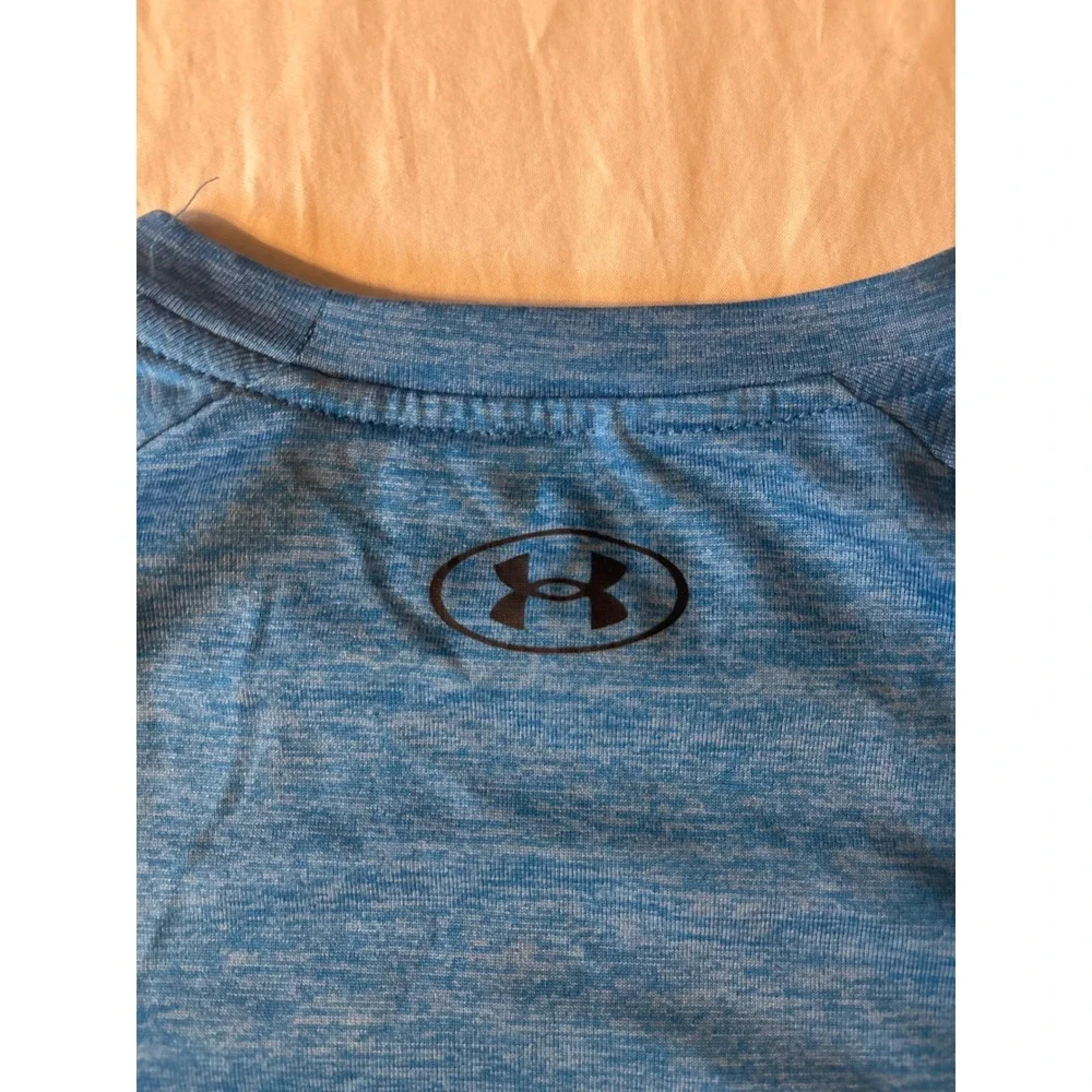 Under Armour T-Shirt Youth Boys Medium Blue Excellent Heathered HeatGear Loose